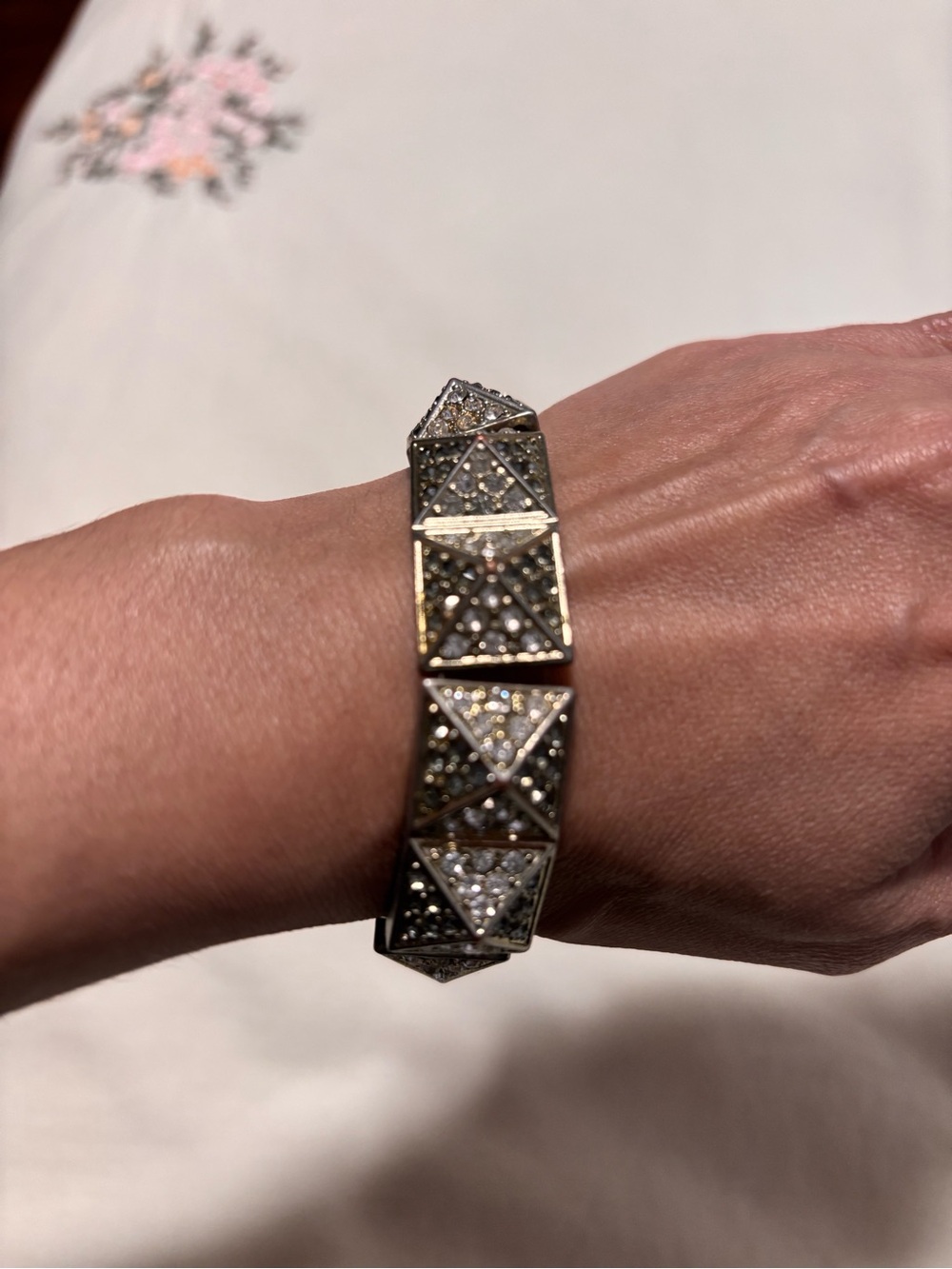 Two-Tone Pyramid Crystal Stretch Bracelet - Women's Jewelry